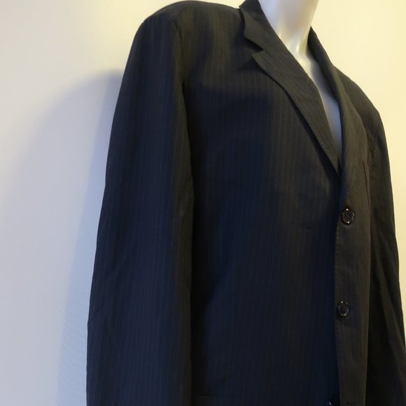 RENE LIZARD PINSTRIPE WOOL BLAZER JACKET 44 L * - Picture 7 of 16